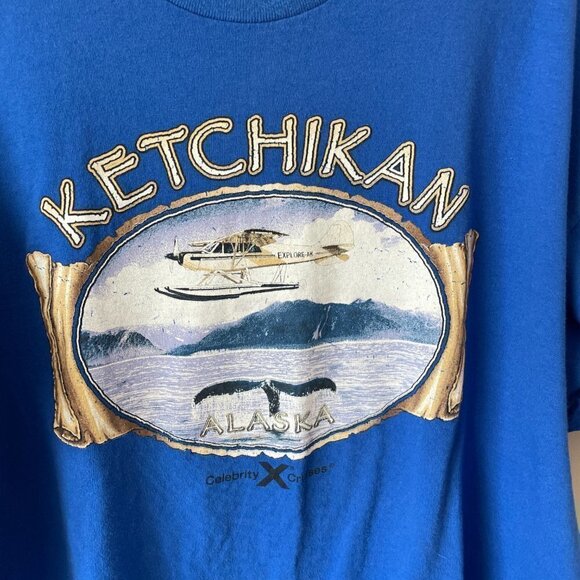 Alaska Graphic Tee Printed Short Sleeve Crew Neck Casual Blue XL - Picture 6 of 6